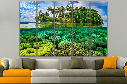 Solomon Islands Ocean print Palm trees wall art Seascape decor
