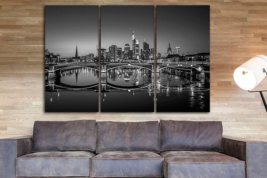 Frankfurt wall art City hanging Black white decor Germany travel