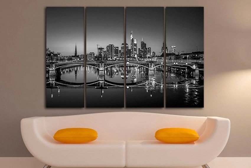Frankfurt wall art City hanging Black white decor Germany travel