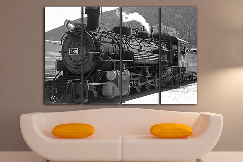 Steam Train canvas Mechanism engine Railway wall decor Railroad art Durango Colorado Old west