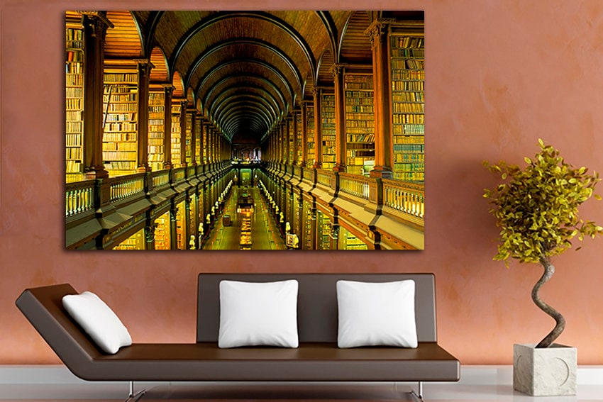 Library print on canvas Literature wall decor Trinity college Ireland library