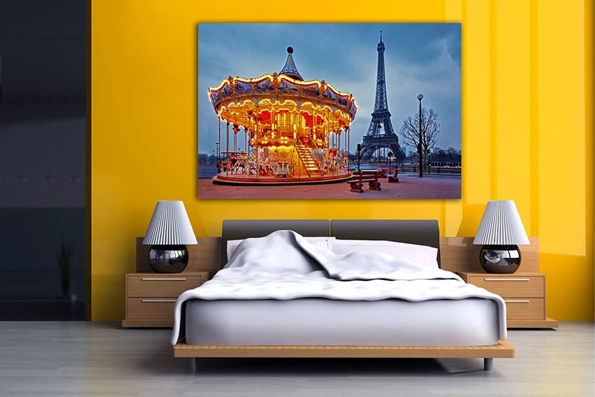 Carousel canvas Carousel print Horses carousel Merry go round print Carousel wall art Nursery decor Paris nursery print Pretty wall print