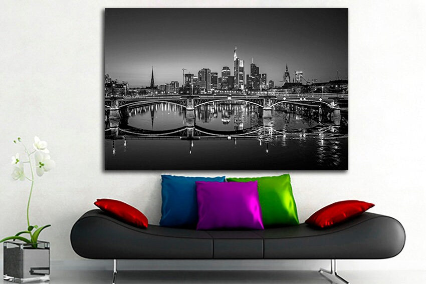 Frankfurt wall art City hanging Black white decor Germany travel