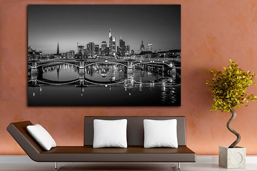 Frankfurt wall art City hanging Black white decor Germany travel