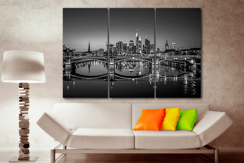 Frankfurt wall art City hanging Black white decor Germany travel