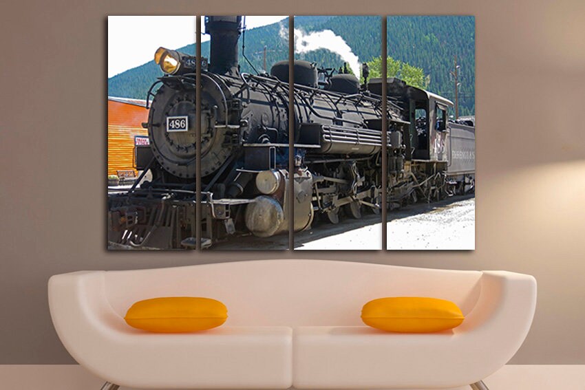 Steam Train canvas Mechanism engine Railway wall decor Railroad art Durango Colorado Old west