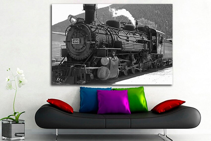 Steam Train canvas Mechanism engine Railway wall decor Railroad art Durango Colorado Old west