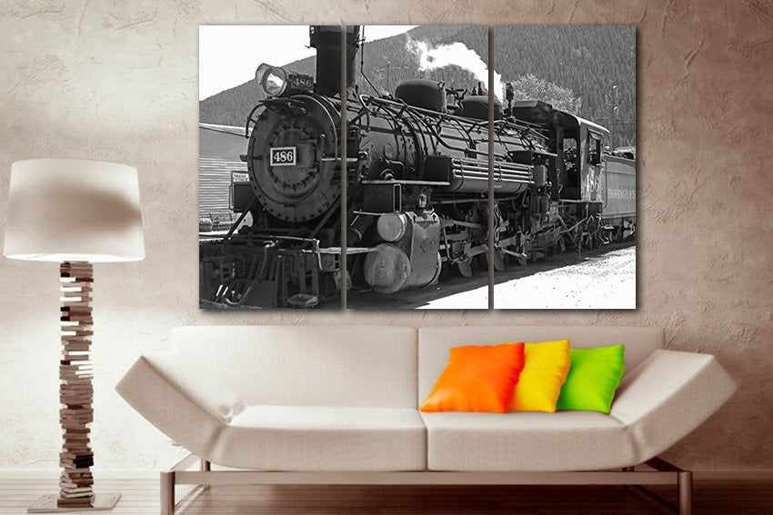 Steam Train canvas Mechanism engine Railway wall decor Railroad art Durango Colorado Old west