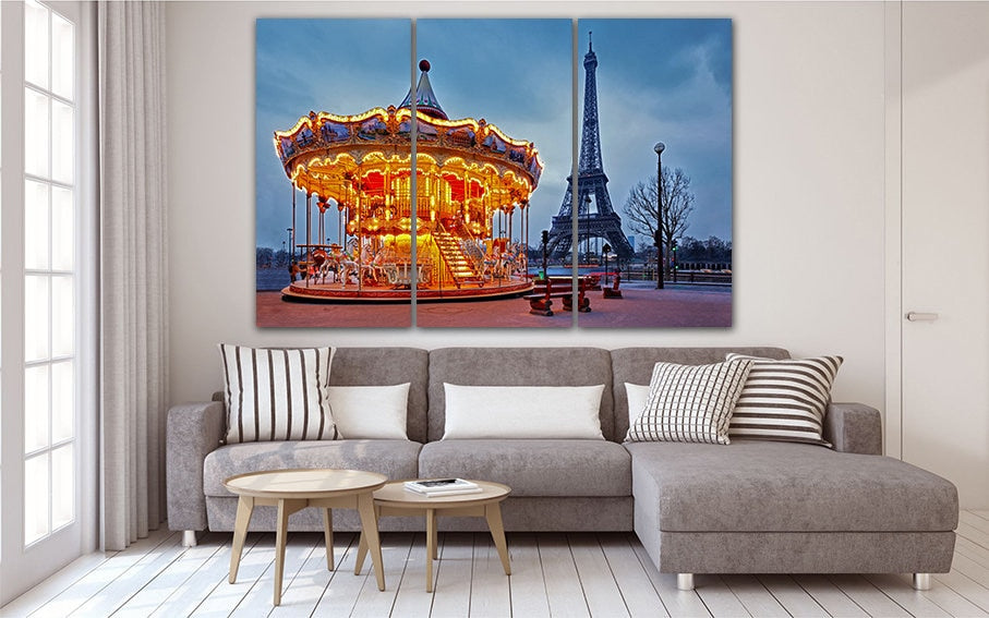 Carousel canvas Carousel print Horses carousel Merry go round print Carousel wall art Nursery decor Paris nursery print Pretty wall print