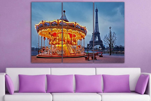 Carousel canvas Carousel print Horses carousel Merry go round print Carousel wall art Nursery decor Paris nursery print Pretty wall print