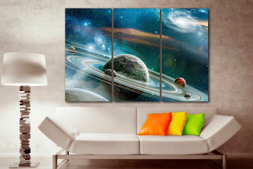 Galaxy wall décor Print on canvas Space Planets art Astronomy science baby room artwork