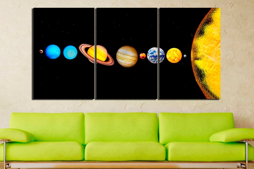 Solar system Print on canvas Planets décor Space artwork Astronomy bedroom wall art