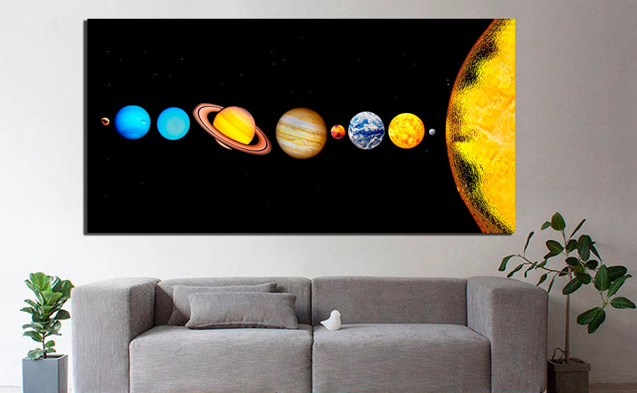 Solar system Print on canvas Planets décor Space artwork Astronomy bedroom wall art