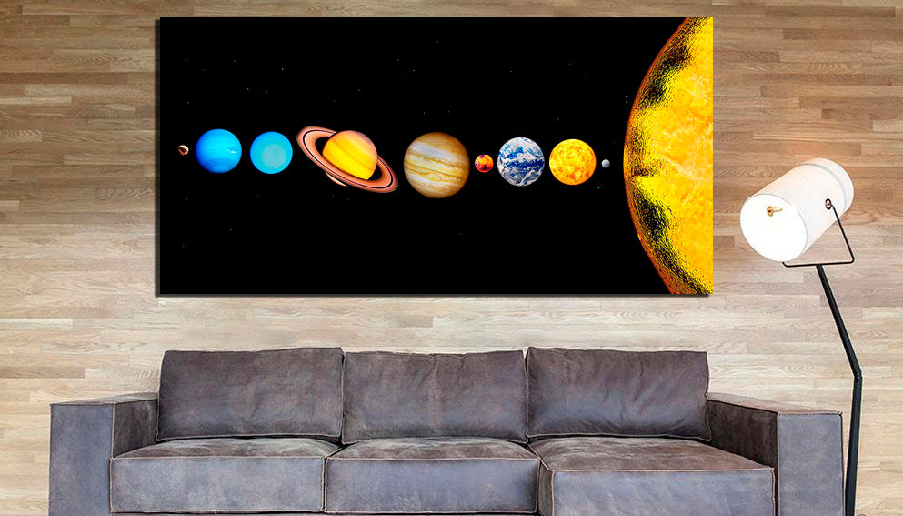 Solar system Print on canvas Planets décor Space artwork Astronomy bedroom wall art