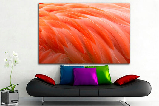Abstract print on canvas Flamingo feathers wall art Abstraction pink decor