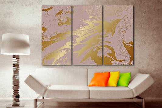 Abstract canvas Metallic artwork Gold wall art Abstraction print