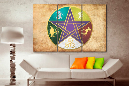 Celtic canvas Tree life art Shamrock decor Pentagram Celtic knot print Four leaf clover Irish gift Gothic decor Trinity knot Lotus photo