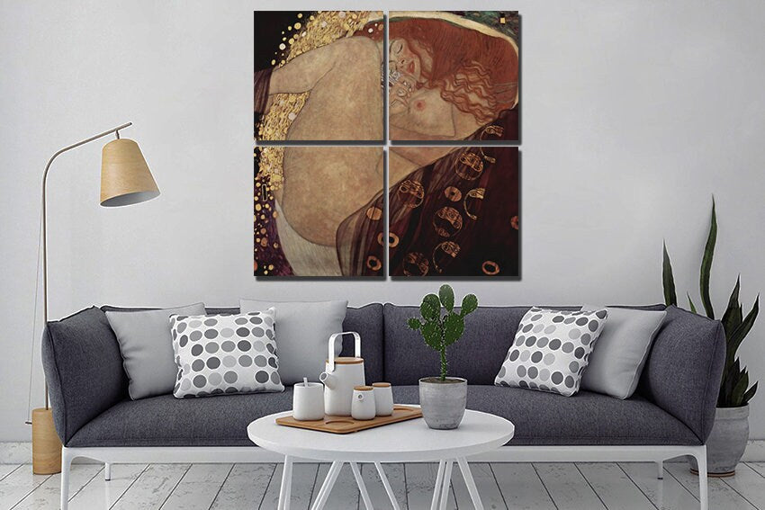 Danae canvas Gustav Klimt art works Reproduction décor Red hair Nude woman paint Ready to hang