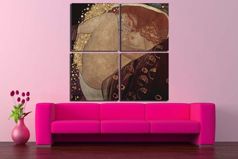 Danae canvas Gustav Klimt art works Reproduction décor Red hair Nude woman paint Ready to hang