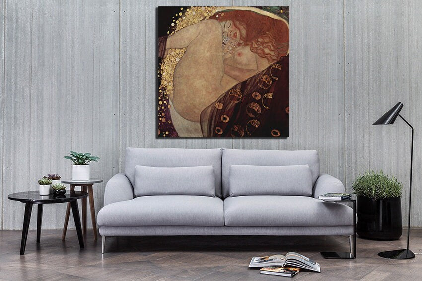 Danae canvas Gustav Klimt art works Reproduction décor Red hair Nude woman paint Ready to hang