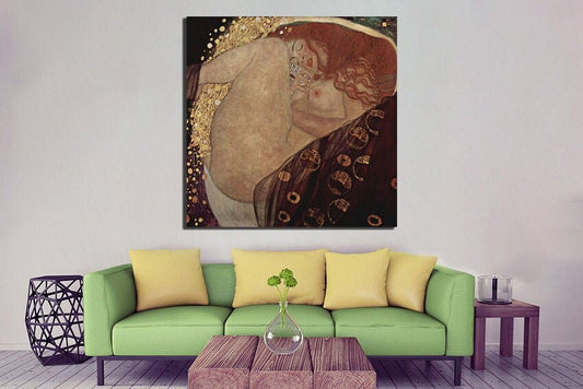 Danae canvas Gustav Klimt art works Reproduction décor Red hair Nude woman paint Ready to hang