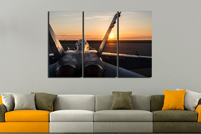Wall art Military plane Aircraft canvas Air engine Aviation gift Mechanism room décor Battle planer art Playroom artwork