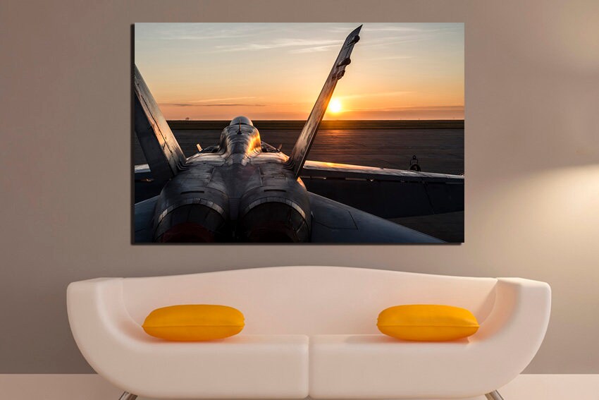 Wall art Military plane Aircraft canvas Air engine Aviation gift Mechanism room décor Battle planer art Playroom artwork