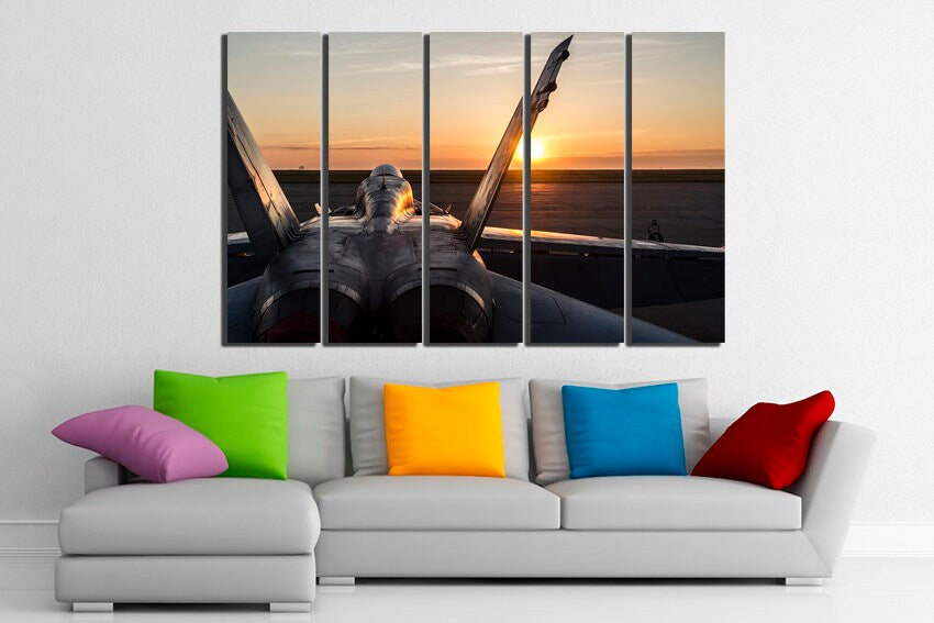 Wall art Military plane Aircraft canvas Air engine Aviation gift Mechanism room décor Battle planer art Playroom artwork