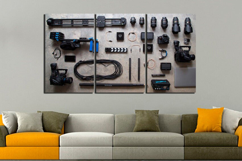 Camera canvas Photographer art works Equipment print Video decor Notebook wall art