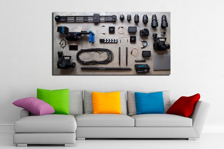Camera canvas Photographer art works Equipment print Video decor Notebook wall art