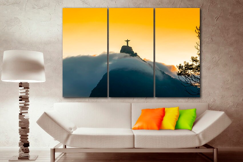 Brazilian city print on canvas Rio de Janeiro South America decor Brazil Christ Rio travel art