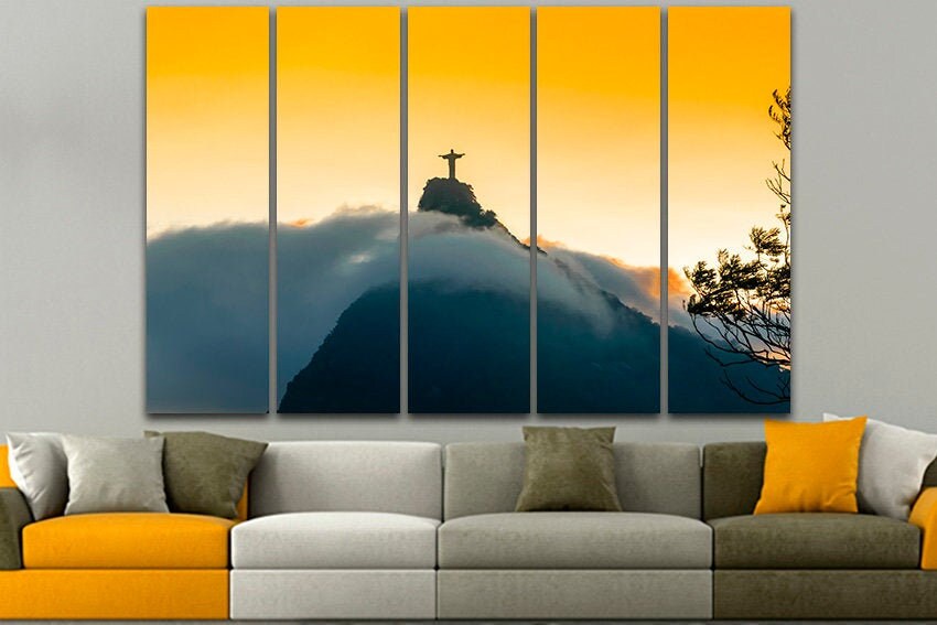 Brazilian city print on canvas Rio de Janeiro South America decor Brazil Christ Rio travel art