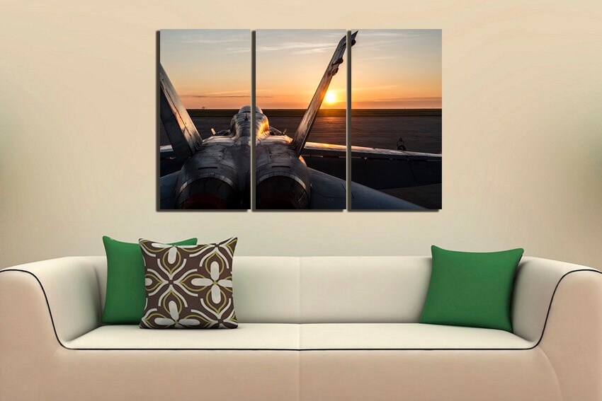 Wall art Military plane Aircraft canvas Air engine Aviation gift Mechanism room décor Battle planer art Playroom artwork