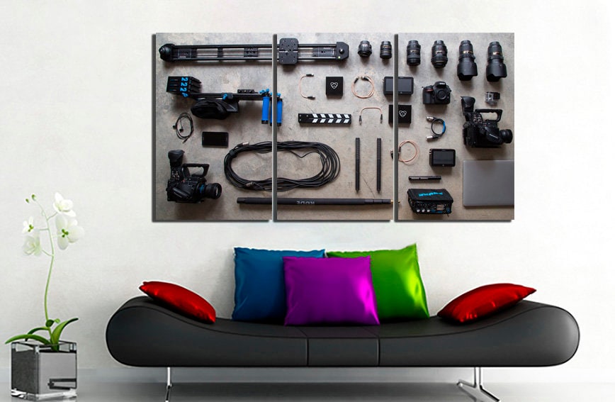 Camera canvas Photographer art works Equipment print Video decor Notebook wall art