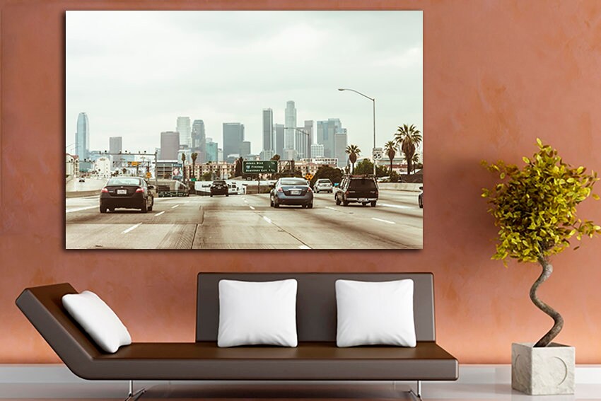 Los Angeles city canvas Highway wall art California Skyline travel decor