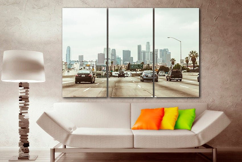 Los Angeles city canvas Highway wall art California Skyline travel decor