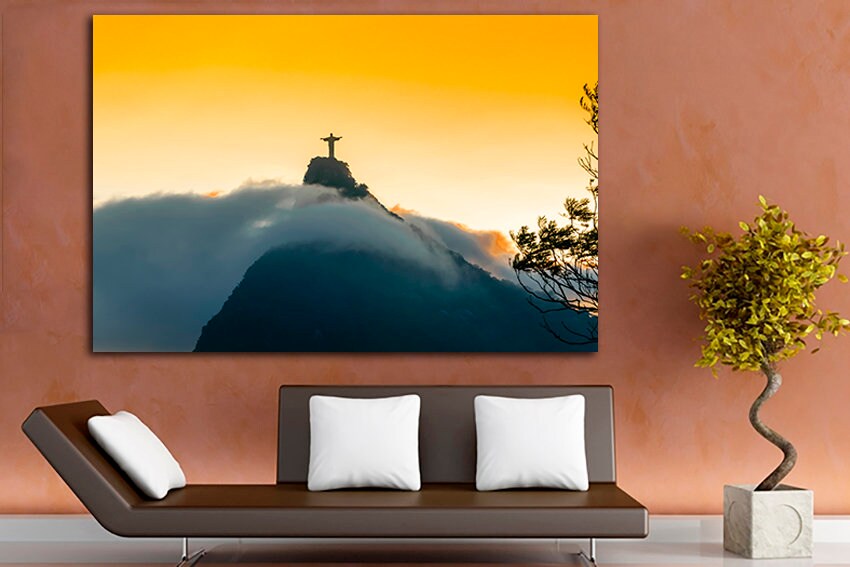 Brazilian city print on canvas Rio de Janeiro South America decor Brazil Christ Rio travel art