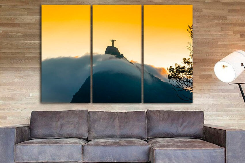 Brazilian city print on canvas Rio de Janeiro South America decor Brazil Christ Rio travel art