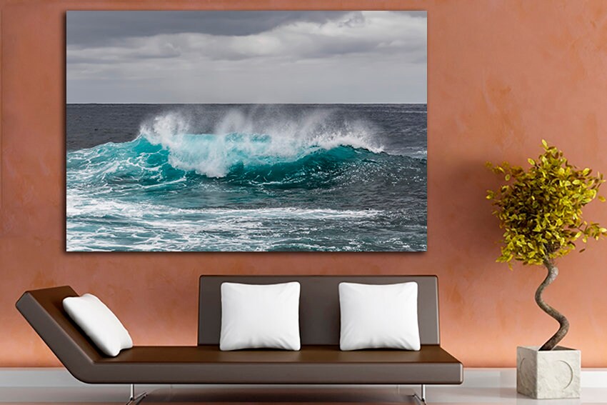Sea canvas Coast wall decor Water art Wave print Ocean photo Blue artwork Nature art decor Ready to hang