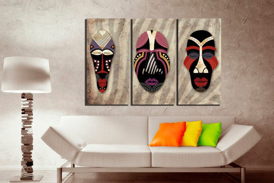 Mask canvas Ethnic wall art Tribal mask print Colorful decor Traditional photo African artwork Modern print Ready to hang Face mask gift