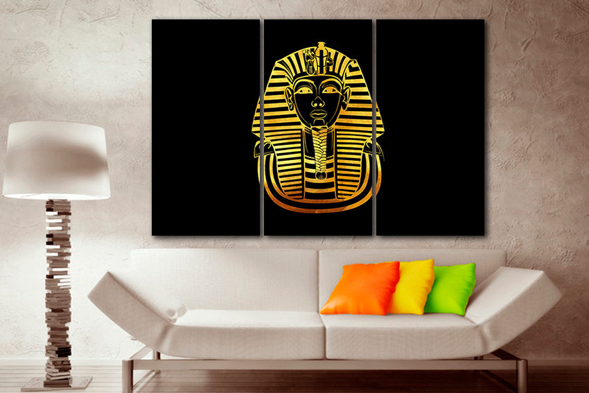 Pharaoh wall art Egypt print Africa ethnic décor Canvas gift art Egyptian artwork Black yellow art Ancient gift Ready to hang Sphynx picture