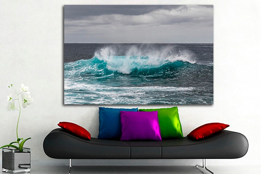 Sea canvas Coast wall decor Water art Wave print Ocean photo Blue artwork Nature art decor Ready to hang