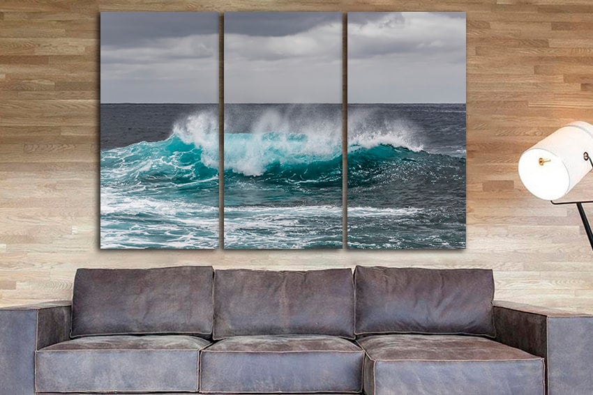 Sea canvas Coast wall decor Water art Wave print Ocean photo Blue artwork Nature art decor Ready to hang