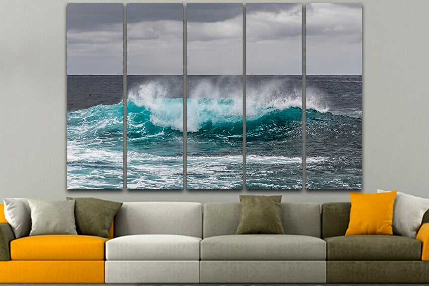 Sea canvas Coast wall decor Water art Wave print Ocean photo Blue artwork Nature art decor Ready to hang