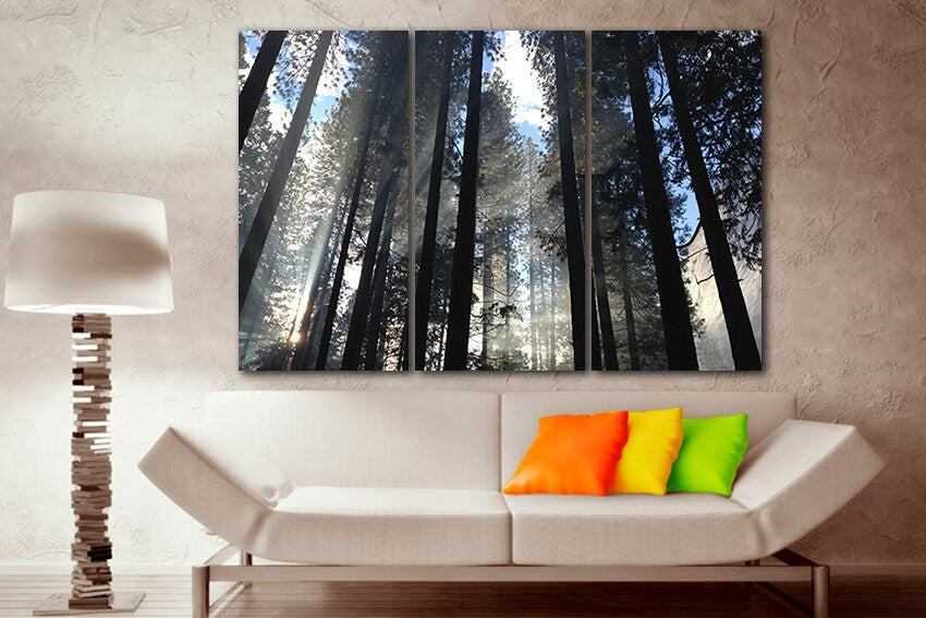 Forest canvas Winter wall print Branch décor Trees art Nature photo