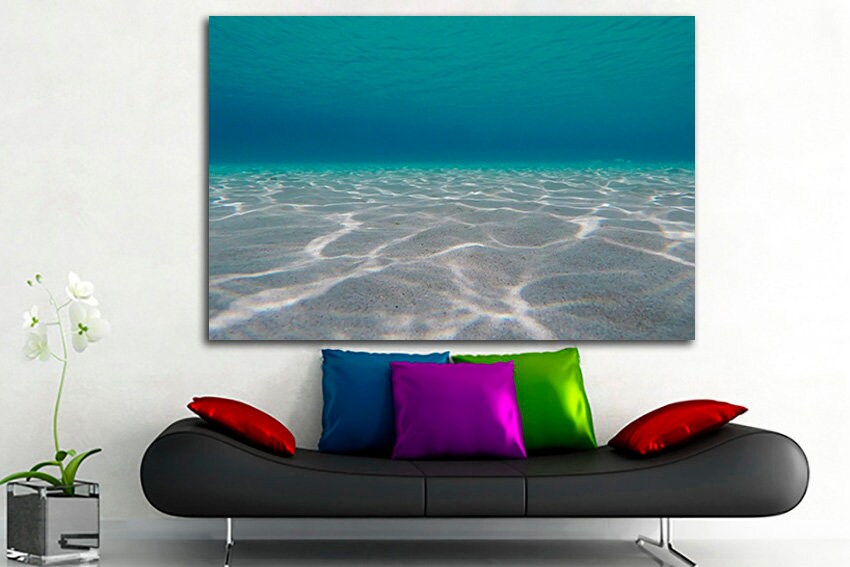 Underwater canvas Ready to hang Tropical wall prints Seabed art Sea life decor Marine landscape Nautical nature artwork