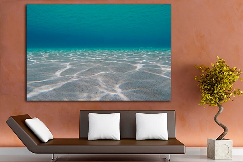 Underwater canvas Ready to hang Tropical wall prints Seabed art Sea life decor Marine landscape Nautical nature artwork