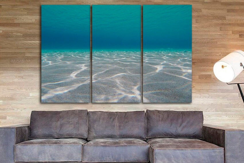 Underwater canvas Ready to hang Tropical wall prints Seabed art Sea life decor Marine landscape Nautical nature artwork