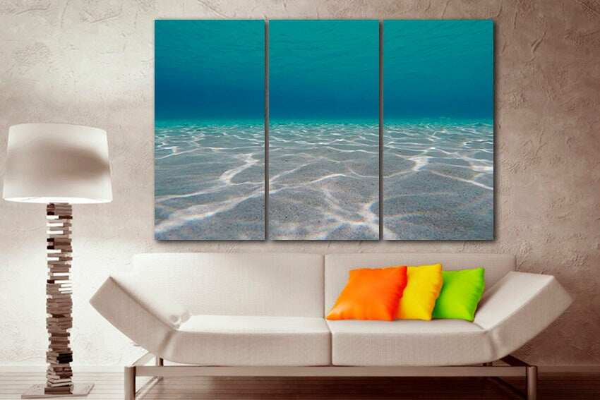 Underwater canvas Ready to hang Tropical wall prints Seabed art Sea life decor Marine landscape Nautical nature artwork