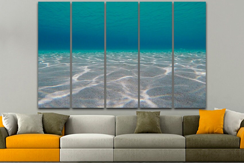 Underwater canvas Ready to hang Tropical wall prints Seabed art Sea life decor Marine landscape Nautical nature artwork